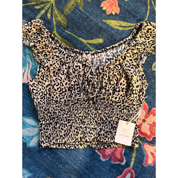 NWT PacSun Lottie Moss Cheetah Smocked Shirt Size Medium - Picture 1 of 5